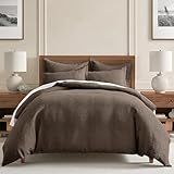 Levtex Home Cloud Waffle Queen Duvet Cover Set (90x94in) with 2 Pillow Shams (26x20in) - Solid Waffle Cotton Texture - Cocoa - 100% Cotton Queen Size Duvet Cover Set - Soft, Pre-Washed