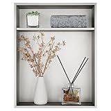 JQK Shower Niche No Tile Need, 18"×14" Brushed Nickel Bathroom Insert Shelf 2 Layer, 304 Stainless Steel Recessed Shower Caddy Organizer Storage, SNL1814D-BN