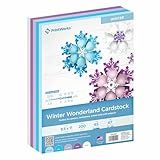 PrintWorks Winter Wonderland Cardstock 8.5" x 11" - 200 Sheets - 5 Assorted Winter Card Stock Colors - Ideal for School & Craft Projects - 67 lb/147 gsm & 65 lb/176 gsm - Made in the USA (00599)