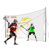 Open Goaaal Lacrosse Goal Net & Backstop Rebounder - 6×6ft/10×19ft, Black & Orange - Lacrosse Backstop Nets for Backyard - UV-Resistant Sports Mesh - Portable Bounce Back Rebounder