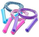 GIFTEXPRESS Adjustable Size Colorful Jump Rope for Kids and Teens - Outdoor Indoor Fun Games Skipping Rope Exercise Fitness Activity and Party Favor - Assorted colors Pack of (3)