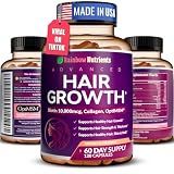 Hair Growth Vitamins for Women | Biotin 10,000mcg, Collagen, Patented OptiMSM®, goMCT®, Saw Palmetto | Naturally Supports Stronger & Healthier Hair, Skin and Nails |Non GMO + Made in USA|60 Day Supply