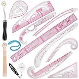 13PCS Styling Sewing French Curve Ruler Set, Dress Makers Rulers Clear Sewing Tailors Pattern Making Ruler for Fashion Design and Guides