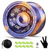 HKSOD Dual Purpose Yoyo, Professional Responsive Yoyo, Trick Yoyos for Advanced Players with yo yo Accessories+Removal Tool (Purple Orange)