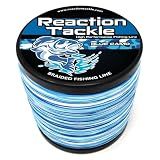 Reaction Tackle Braided Fishing Line Blue Camouflage 30Lb 150Yd | 4 Strand PE, Zero Stretch, Thin Diameter, Knot Strength, Abrasion Resistant, High Sensitivity, Bass, Walleye, Surf, Ice