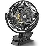 Clip On Fan 8 Inch, 12000mah Rechargeable Battery Powered Portable Fans With Remote Control, Lights, 5 Speeds, Timer, Strong Clamp USB Clip Fan for Bed, Stroller, Desk, Golf Cart, Tent, Treadmill