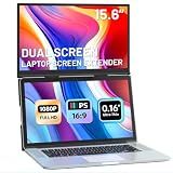 Laptop Screen Extender, 15.6" Ultra-Light & Thin Dual Monitor Extender with 1080P FHD IPS, Eye Care & Neck-Friendly, USB-C/HDMI Plug-Play Portable Monitor for Mac/Win/Android, Fits 13-17" Laptops