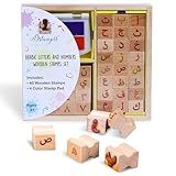 Arabic Alphabets & Numbers Wooden Stamps with Washable Ink pad – Most Fun and Engaging Way to Teach Kids Arabic Language