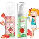 Foam Toothpaste Kids, Toddler Toothpaste with Low Fluoride, Kids Toothpaste for U Shaped Toothbrush Electric Toothbrush, Foam Toothpaste for Children Ages 3 Plus (Watermelon+Strawberry)