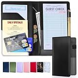 LINTRU 5x8 Server Book, 7 Pocket Zipper Organizer, Fits Apron, Black