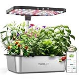 owltron Smart Hydroponics Growing System Kit,15 Pods Indoor Herb Garden with 36W LED Grow Light & APP Control, Planting Height Up to 30", Quiet Water Pump, Stainless Steel - Ideal Gift for All Ages