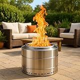 SURESTOVE Smokeless Fire Pit 19 Inch for Outdoor Wood Burning, Stainless Steel Portable Firepit with Ash Pan, Low Smoke Patio Bonfire for Camping, Backyard, Picnic, Deck Use