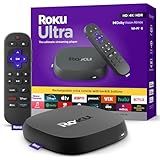 Roku Ultra - Ultimate Streaming Player - 4K Streaming Device for TV with HDR10+, Dolby Vision & Atmos - Bluetooth & Wi-Fi 6- Rechargeable Voice Remote Pro with Backlit Buttons - Free & Live TV