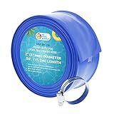 U.S. Pool Supply Pool Backwash Hose 2" x 50' - Heavy-Duty Pool Drain Hose, Filter Pump Water Drainage, Sump Pump Discharge, Inground Draining - Flexible Lay Flat, Clamp