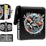 Baseball Card Binder 4 Pocket- Football Card Binder 440 Pockets- Trading Card Binder for Sports Basketball Hockey Soccer TCG-Includes Name Card & Tab Stickers - Game Card Holder Book Case with Zipper