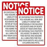 Anobell 2 Pack Not Responsible for Accidents or Injuries Sign 10 × 14 Inch Rust Free Aluminum Enter at Your Own Risk Warning Sign for Private Property Business House Park Outdoor Red