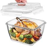 Razab 17 Cups / 132 Oz / 3900ml Large Glass Food Storage Containers with Lids - Leakproof, BPA-Free Large Meal Prep Container Ideal for Roasting Turkey, Store Leftover - Microwave & Oven Safe