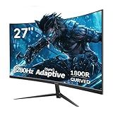 ZZA 27 Inch Curved Monitor 280Hz/240Hz FHD 1080P,Gaming Monitor 1800R VA Screen,Monitor 27 Inch 4000:1 120% sRGB,1Ms,AMD FreeSync,HDR,Low Blue Light,HDMI DP,VESA Support, DP Cable Incl