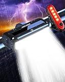 Super Bright Bike Light for Night Riding, USB Rechargeable Bicycle Light, Bicycle Headlight Set, Daytime Running Light, Waterproof Bike Headlight Taillight for Adult Built-in Battery Non-Detachable