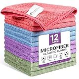 SIFANGKE Microfiber Cleaning Cloth, 12 Pack Assorted Color Cleaning Rags for Housekeeping, Colorful Reusable Microfiber Towels for Car, Kitchen, Bathroom and Household Cleaning Supplies, 11.8"X11.8"