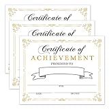 25 Gold Award Certificates - Certificate of Achievement - Student of The Month Certificates for Students,School Graduation Ceremony,Certificate of Achievement Awards.(25 Count 8x10 in)