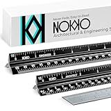 NOKKO 12 Inch Architectural and Engineering Scale Ruler Set - Professional Architect and Engineer Scale Rulers for Drafting, Architects, Engineers, Construction, Students, Metal Ruler 12 Inch Included