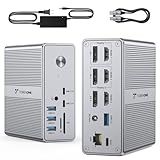 TobenONE DisplayLink Docking Station Triple Monitor with 120W Power Adapter, Triple 4K Display for MacBook Pro/Air, Thunderbolt 4/3, USB-C Windows(3X HDMI, 3X DP, 2xUSB-C, 4xUSB 3.2, SD/TF)