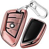 QBUC Key Fob Cover Full Protective Case, Key Fob Case for X1 /X3 /X5 /X6 X7 and for Series 1/2 /5/7 Soft TPU Anti-dust Case Shell Keyless Remote Control(Pink)