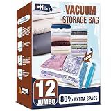 12 Jumbo Vacuum Storage Bags for Bedding, Vacuum Seal Bags for Clothing