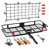 Mockins 60"x20"x6" Trailer Hitch Cargo Carrier | Weatherproof Steel Folding Luggage Rack for Car, SUV & Truck w/ 500 lbs. Capacity | 2" Receiver Hitch Rack Luggage Carrier & Cargo Trailer Accessories