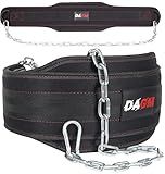 DAGM Dip Belt for Weight Lifting - Upto 650 Lbs Weight Capacity, 38" Steel Chain, Confortable Neoprene Padded Support, Perfect Weighted Belt for Pullups, Dips, Squats, Gym Workout & Crossfit Training