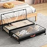Under Bed Storage Containers With Wheels 54L Large Underbed Shoes Blankets Clothes Toy Storage Drawers For College Dorms Bedrooms Nursery Rooms Organization… (Black 2 Pack, XXL(36"x16.6"x7.28"))