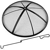 Fire Pit Spark Screen, Fire Pit Screen 22 Inch Round with Handle & Poker, Collapsible Heavy Duty Mesh Fire Pit Cover Fire Pit Lid for Outdoor/Patio/Backyard/RV Camping/Beach