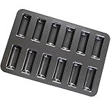 Elesinsoz 12 Cup Financier Cake Baking Pan Mini Banana Bread Loaf Cream Canoe Granola Bar Cornbread Nonstick Small Muffin Cupcake Madeleine Cookie Tin Tray Mold