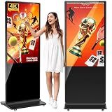 YCKJNB 55 inch Indoor Digital Signage 4K Touchscreen,CMS Software,IPS Floor Standing Digital Kiosks Interactive Displays with WiFi HDMI/USB Input Auto AD Player, Android OS Black