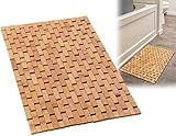 Bamboo Bath Mat - Wooden Bathroom Mat, Foldable Bathmat, Accessory for Sauna Spa Tub Steps and Floors - 24 x 16 x 0.4 Inches [LxWxH]