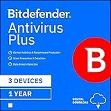 Bitdefender Antivirus Plus - 3 Devices | 1 year Subscription | PC Activation Code by email