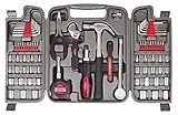 Apollo Tools 79 Piece Multi-Purpose SAE and Metric Tool Set with Sockets for the Garage, Home or on the Road. Includes Essential Tools for Vehicle Maintenance and Repairs - Red- DT9411