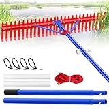 Lake Rake,Pond Rake Aquatic Weed Rakes,Large Heavy Duty Aluminum Aquatic Rakes with 7" Metal Tines 11FT Extension Handle,26FT Rope and Float for Removal of Weeds,Leaves(Patents Pending)