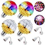 MIKWOAB 4 Pack Colorful Magic Rotating Ball Light, LED Plug in Disco Ball Light, RGB Disco Light Bulb, Party Lights Dj Disco Lights with Sockets for Home Room Dance Parties Bar Karaoke