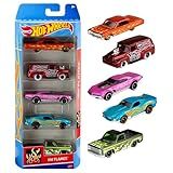 Hot Wheels 1:64 Scale Die-Cast Toy Cars 5-Pack, Set of 5 Toy Race Cars, Hot Rods, Character Cars, Rescue or Pick-Up Trucks (Styles May Vary)