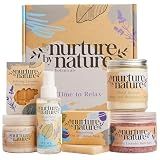 Nurture by Nature Spa Gift Baskets for Women - at Home Spa Kit, Bath Set
