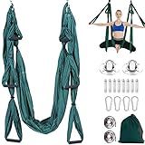 Aerial Yoga Swing Set Trapeze Hammock Kit Ultra Strong Anti-gravity Flying Sling Inversion Swing Tool Set for Air Yoga Inversion Fitness (Green)