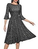 Women's Sequin Dress Long Sleeve Wedding Guest Dresses A-Line Midi Sparkle Glitter Formal Dresses for Women Evening Party Glitter-Black XL