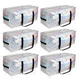 VTSVTS 6 Pack Extra Heavy Duty Large Moving Bags with Comfortable Handle & Strong Zipper,Storage Totes for Space Saving Moving Storage College Supplies Alternative to Moving Box,Iridescent