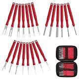 XLWJBES Upgraded Terminal Removal Tool Kit, 21Pcs Red Electrical Pin Removal Tool Kit, Electrical Wire Connector Pin Release Tool, Automotive Terminal Release Kit for Household Devices