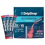 DripDrop Hydration Packets - Juicy Variety Pack - Single Serve Electrolytes Powder Drink Mix - Grape, Fruit Punch, Strawberry Lemonade, Cherry - Non-GMO, Gluten Free, Vegan - 32 Sticks