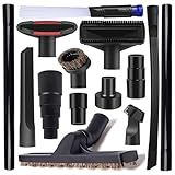 14Pcs Universal Vacuum Attachment Professional Shop Vac Accessories Wet Dry Vacuum Hose Adapter with Hair Brush Extension Wand Flexible Crevice Tool fit 2 1/2" to 1 1/4" and 1 7/8" to 1" Vacuum Hose