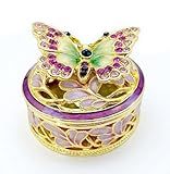 JWT Astyle Elegant Butterfly Jewelry Trinket Boxes.Enameled Decorative Keepsake Ring Box Holder Necklace Earrings Organizer Home Decor.Butterfly Gifts for Women