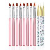 FULINJOY 11 Pc Nail Art Brush Set - UV Gel Painting Pen, Flower & Gradient Designs, Liner Brushes